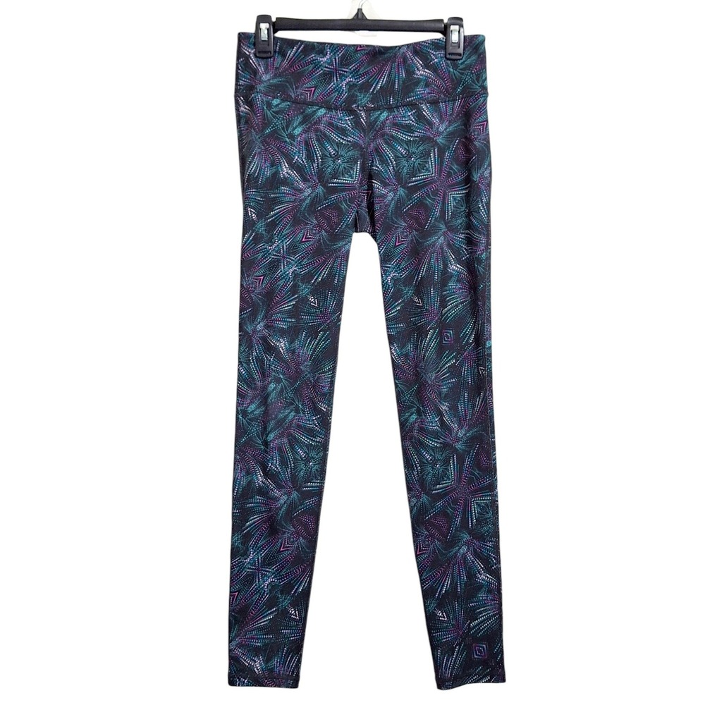 Champion Women Athletic Leggings Medium Teal Purple Kaleidoscope Yoga Gym Active